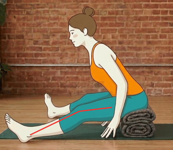 Seated hinge with knees softly bent to make the forward tilt easier